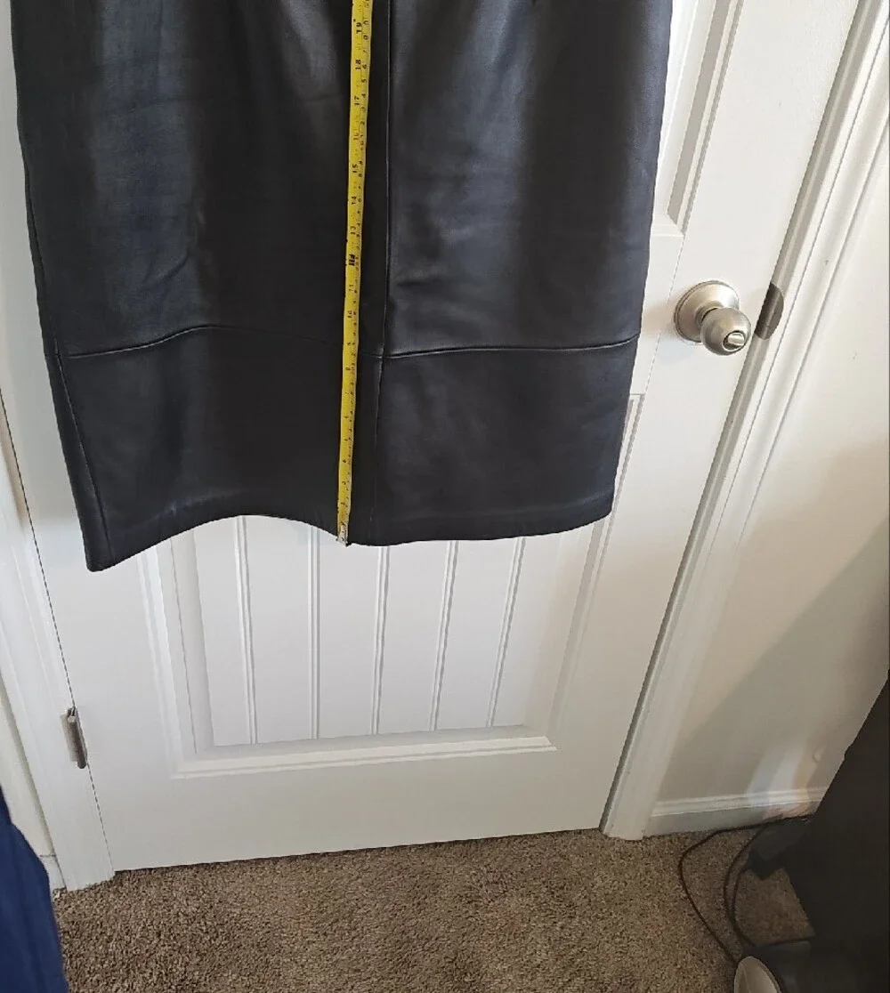Women's Black Leather Pencil Skirt Size 18
